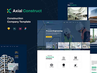 Axial – Construction Company animation building company construction design engineering factory industrial industrial engineering business merkulove