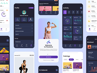 Fitness Mobile App Design activity android app animation app exercises fitness gym ios app mobile mobile app sport ui ux workout