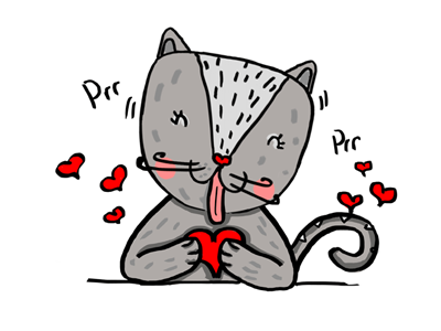 platonic cat heart illüstrasyon love