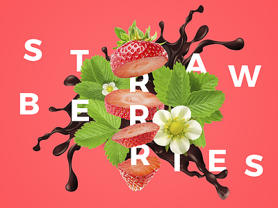 Strawberries & Chocolat cover creative design editorial flat graphicdesign ilustration strawberries