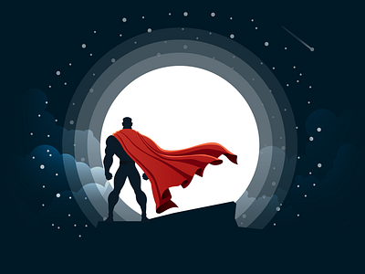Superhero flat graphicdesigner hollywood illustrator india landscape marvel minimal night superhero superman udaipur