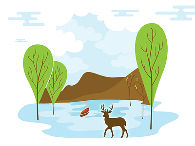 The Wildlife 3 art deer eco illustration india lakes landscape mountains nature udaipur vector wildlife