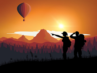 Adventure adventure balloon fly graphicdesign illustration india landscape mountains night sky udaipur