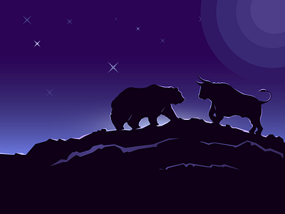 Bulls or Bears : StockMarket bear bull business graphicdesign illustration india landscape mountains night stockmarket udaipur wild