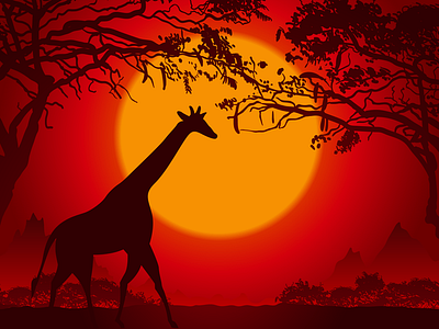 Wildlife animal artist beautiful giraffe hills illustration india landscape nature sunset udaipur wildlife