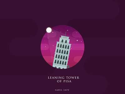 Leaning Tower of Pisa branding building flat icon india italy landmark pisa tourism tower udaipur world