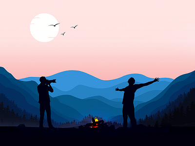 Adventure Trip adventure campfire heights illustration india landscape mountains photoshoot rajasthan travel udaipur vector