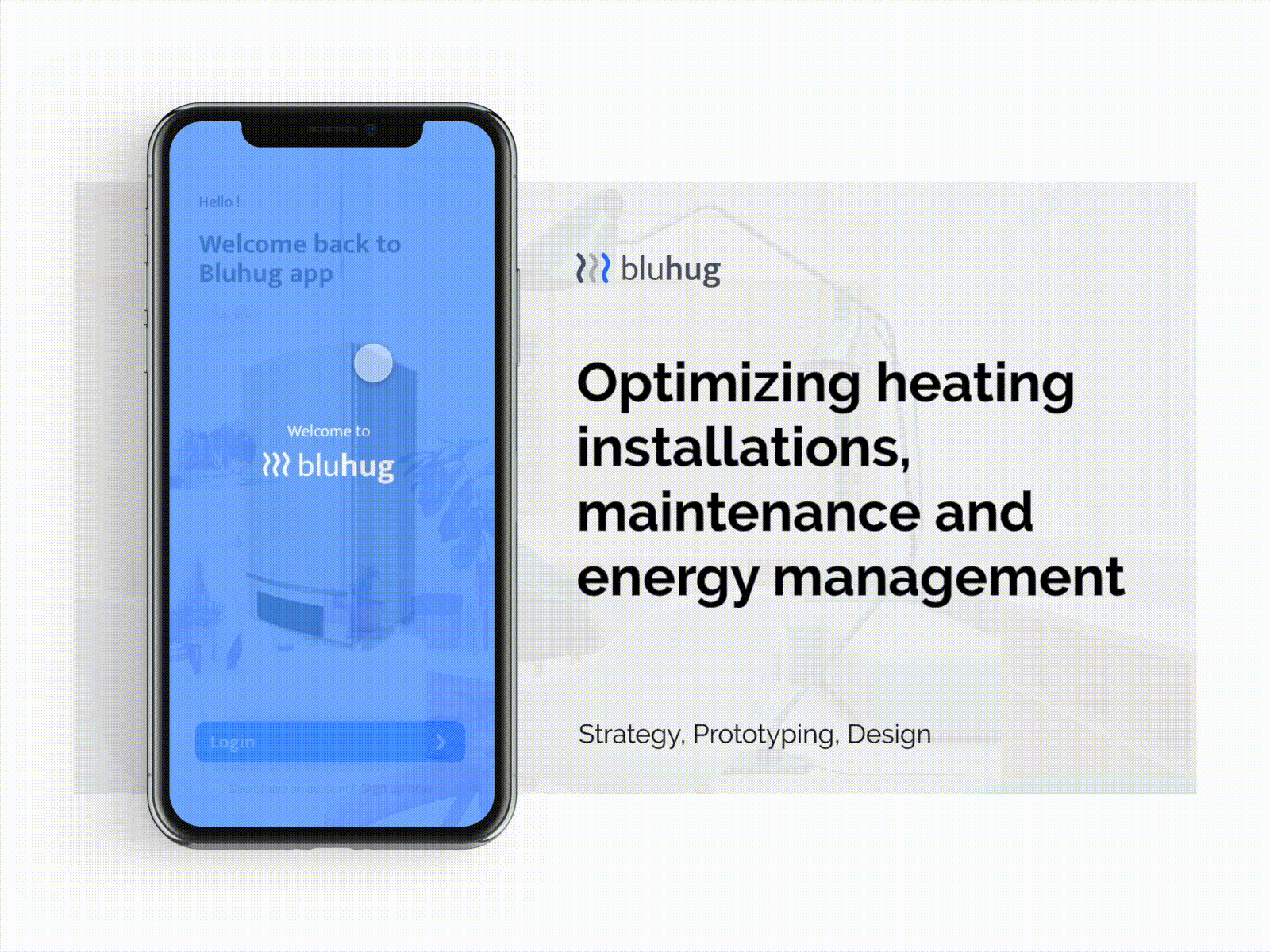 Bluhug - Heating platform adobe xd app branding design logo minimal typography ui ux web