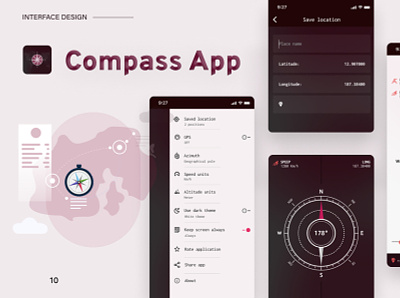 Compass app application mobile graphic design ui uiux uxui design