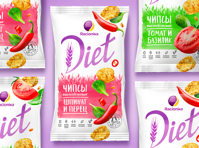 Diet chips branding design illustration logo