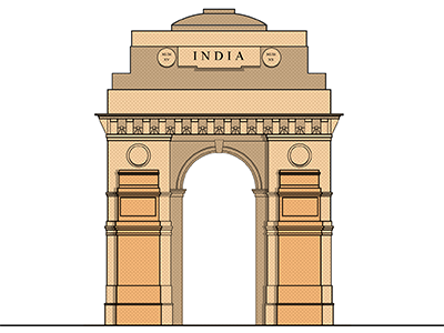 India Gate architecture illustration linework monuments