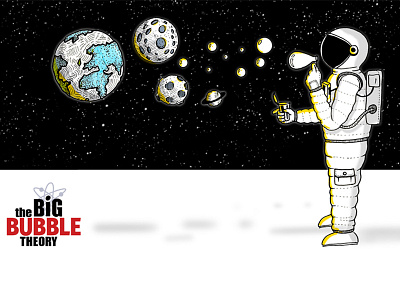 Big Bubble Theory astronauts bubbles cosmos earth funny galaxy planets quirky satellite space theory universe