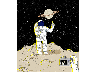 Posing Astronaut astronaut camera click extra terrestrial illustration outer space photograph planet pose saturn space universe