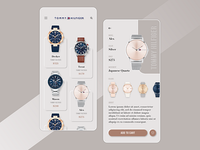 Tommy Hilfiger Watches Concept App app branding design illustration logo minimal neumorphism ui uidesign ux ux ui uxdesign uxui