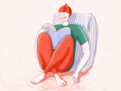 Calm down through reading book calm digital drawing digital illustration drawing illustration reading reading book relax