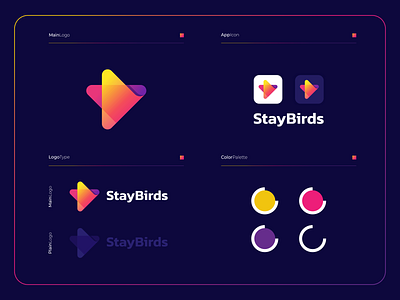 StayBirds | Logo Composition app bird birds branding colorful design icon illustration logo modern ui ux web