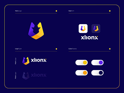xlionx - Logo Composition app branding colorful database design icon illustration lion lionhead logo modern security ui ux vector