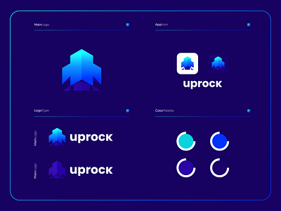 Uprock - Logo Composition app branding colorful design develop growth icon illustration launch logo modern rocket ui up ux website