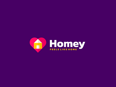Homey - Feels Like Home app application branding colorful combiantionlogo design holiday home hotel house icon illustration journey logo mobile modern travel ui vacation vector