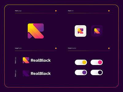 RealBlock - Logo Composition app applications apps branding colorful colorfull design icon logo logogram logotype mobile modern monogram rlogo sofware