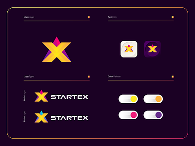 Startex - Logo Composition 3d animation app applications apps branding colorful design graphic design icon illustration logo modern motion graphics software star ui