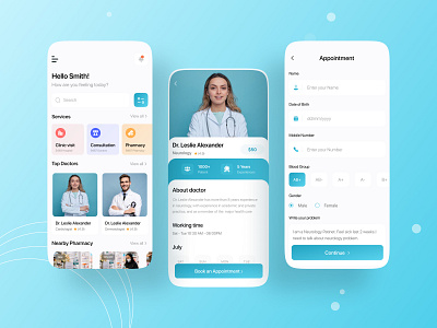 Clinic App Conceptual Design 2021 2021 trend app clean ui clinic app color design doctor booking ios ios app medical medical app typography ui uiux ux