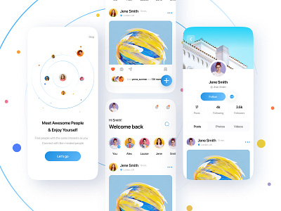 Social Media App 2021 2021 trend app clean ui design illustration ios ios app messenger minimalism popular shot product product design social media social media app trending ui typography ui ux