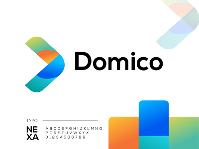 domico logo design brand identity branding business company d letter d letter logo d logo d logo design d logo mark d monogram gradiant gradient modern logo design recent logo smart logo tech