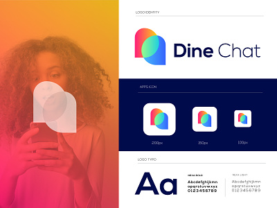Dine chat logo l chat app icon design concept