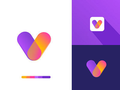 v letter app icon logo