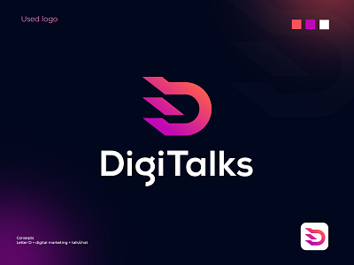 Digitalks logo ( USED logo) abstract brand identity branding branding agency d letter logo d logo design ecommerce flat logo illustration letter mark logo logo design logofolio marketing minimal modern top logo designer ui