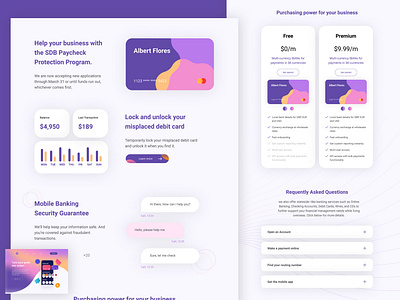 Bank application UI landing page