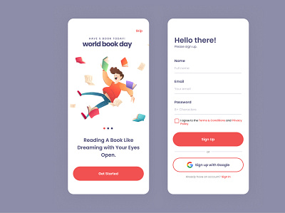 Sign Up UI #DailyUI 001 book form mobile app signup singin ui uxui