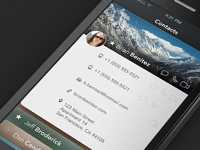 iOS Contact Cards [Concept] cards contact ios ios7 iphone mobile phone ui ux