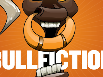 Bullfiction bullfiction illustration logo podcast