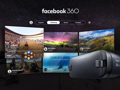 Facebook 360 for Gear VR 360 app facebook gear vr grid photos videos vr