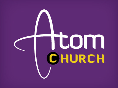 Atom Church atom branding church identity just for fun logo