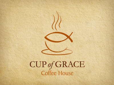 Cup of Grace coffee david fish jesus just for fun logo