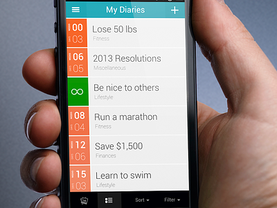 My Diaries app application countdown diary flat goal ios iphone metro mobile ui ux