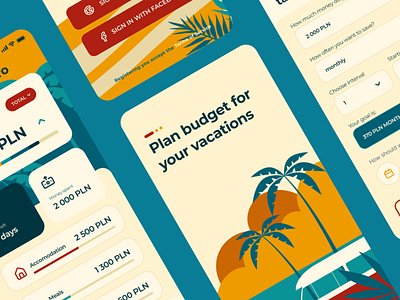 Travel App UI Design app budget colorful design summer travel ui ux vacation