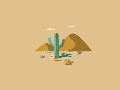 Cactus in desert background cactus desert design illustration illustrator plants retro skull vector west