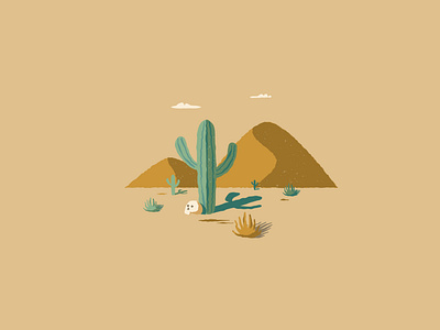 Cactus in desert background cactus desert design illustration illustrator plants retro skull vector west