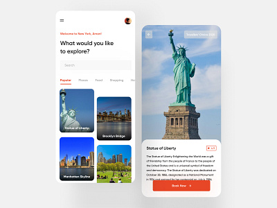 Travel App app design dribbble statue of liberty travel travel agency travel app travel app ui traveling ui uiux