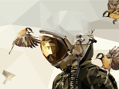 The Cosmo art birds cosmonaut design graphics illustraion inspirations low poly mood nature picture poly silence space vector