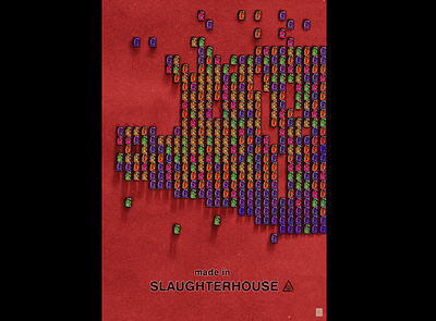 Made in Slaughterhouse animals design illustration poster
