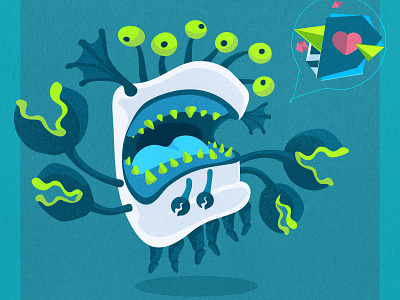 Monster Love creature design flat illustration love monster vector