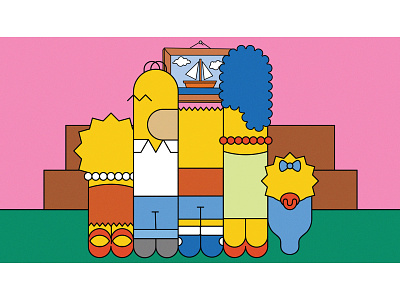 Simpsons Reduction bart cartoon character design fxx grid haldeen homer illustration lisa maggie marge promo reduction simpsons