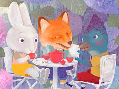 Tea Time With Friend animals digibuk nature tea time friends