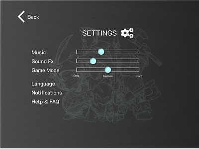 Settings page