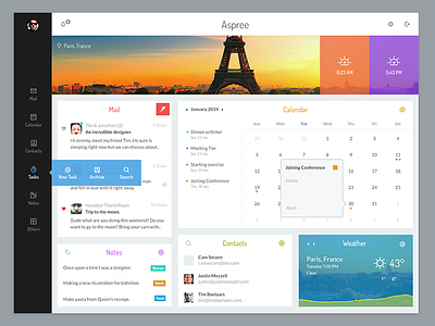 Aspree app contacts dashboard icons landing mail management notes pakistan ui ux web